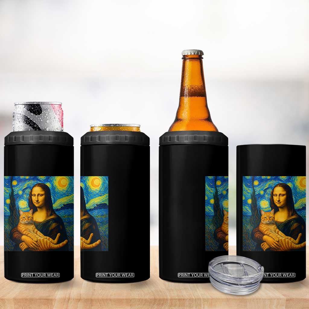Mona Lisa Cat Starry Night 4 in 1 Can Cooler Tumbler TS14 Print Your Wear