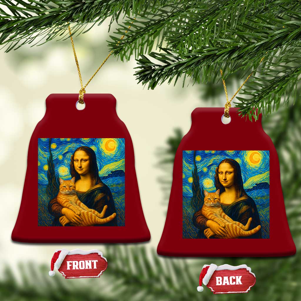 Mona Lisa Cat Starry Night Ceramic Ornament TS14 Print Your Wear
