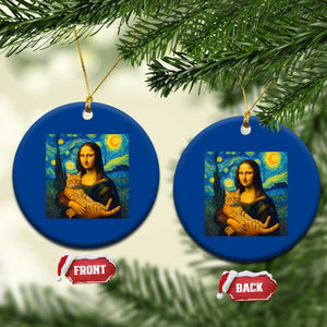 Mona Lisa Cat Starry Night Ceramic Ornament TS14 1pc Blue Print Your Wear