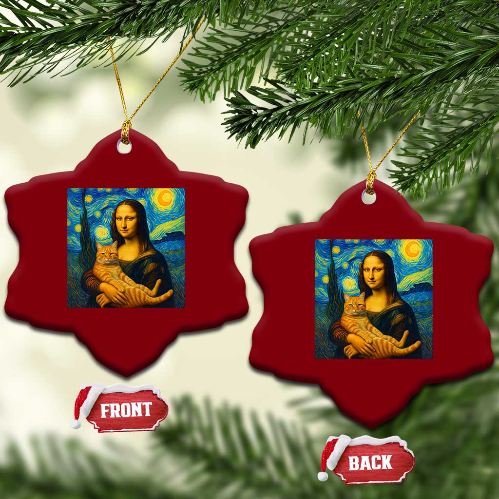 Mona Lisa Cat Starry Night Ceramic Ornament TS14 Print Your Wear