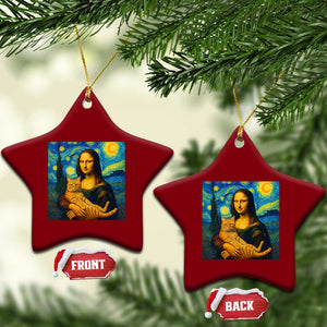 Mona Lisa Cat Starry Night Ceramic Ornament TS14 Print Your Wear