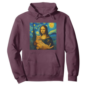 Mona Lisa Cat Starry Night Hoodie TS14 Maroon Print Your Wear