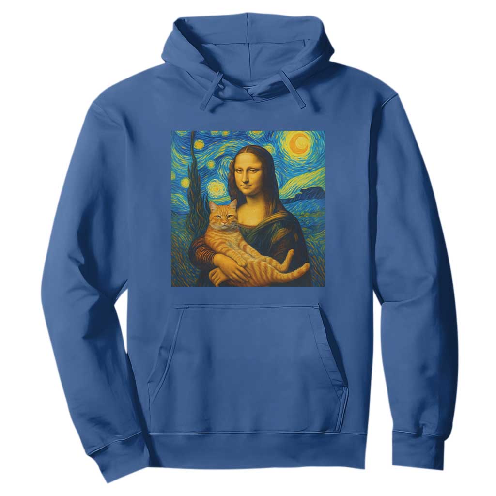 Mona Lisa Cat Starry Night Hoodie TS14 Royal Blue Print Your Wear