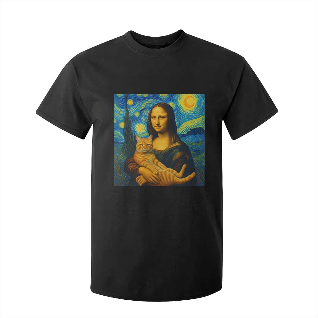 Mona Lisa Cat Starry Night T Shirt For Kid TS14 Black Print Your Wear