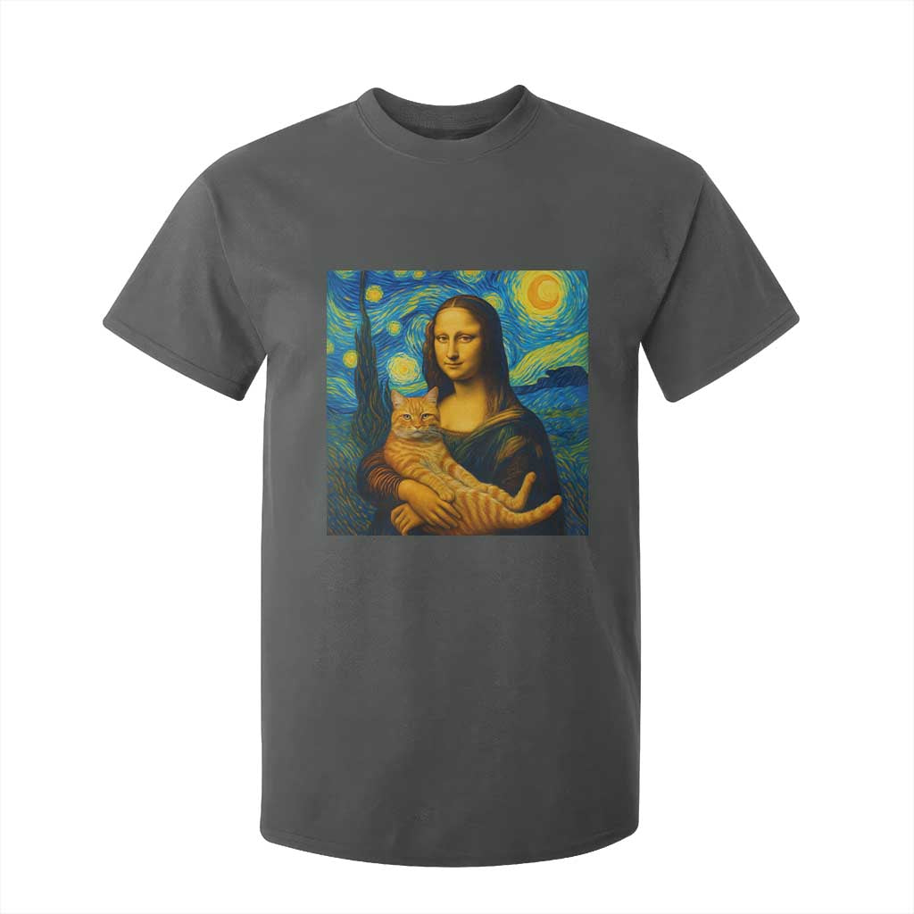 Mona Lisa Cat Starry Night T Shirt For Kid TS14 Dark Heather Print Your Wear