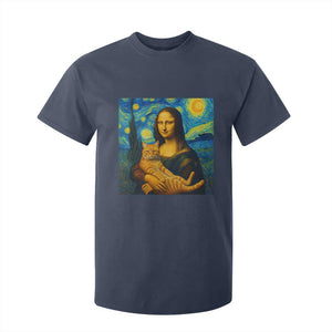 Mona Lisa Cat Starry Night T Shirt For Kid TS14 Navy Print Your Wear