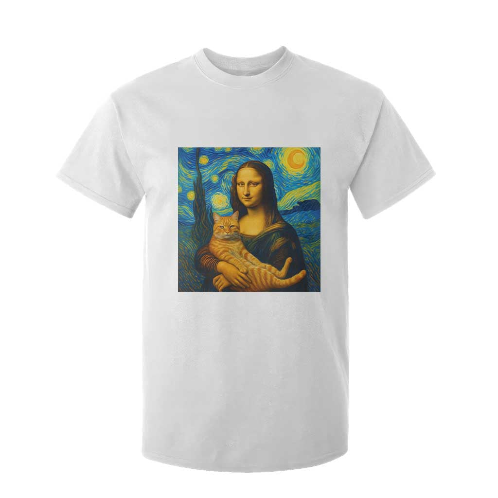 Mona Lisa Cat Starry Night T Shirt For Kid TS14 White Print Your Wear