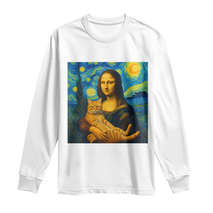 Mona Lisa Cat Starry Night Long Sleeve Shirt TS14 White Print Your Wear
