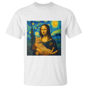 Mona Lisa Cat Starry Night T Shirt TS14 White Print Your Wear