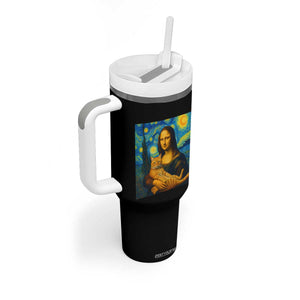 Mona Lisa Cat Starry Night Tumbler With Handle TS14 Print Your Wear