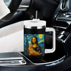 Mona Lisa Cat Starry Night Tumbler With Handle TS14 Print Your Wear