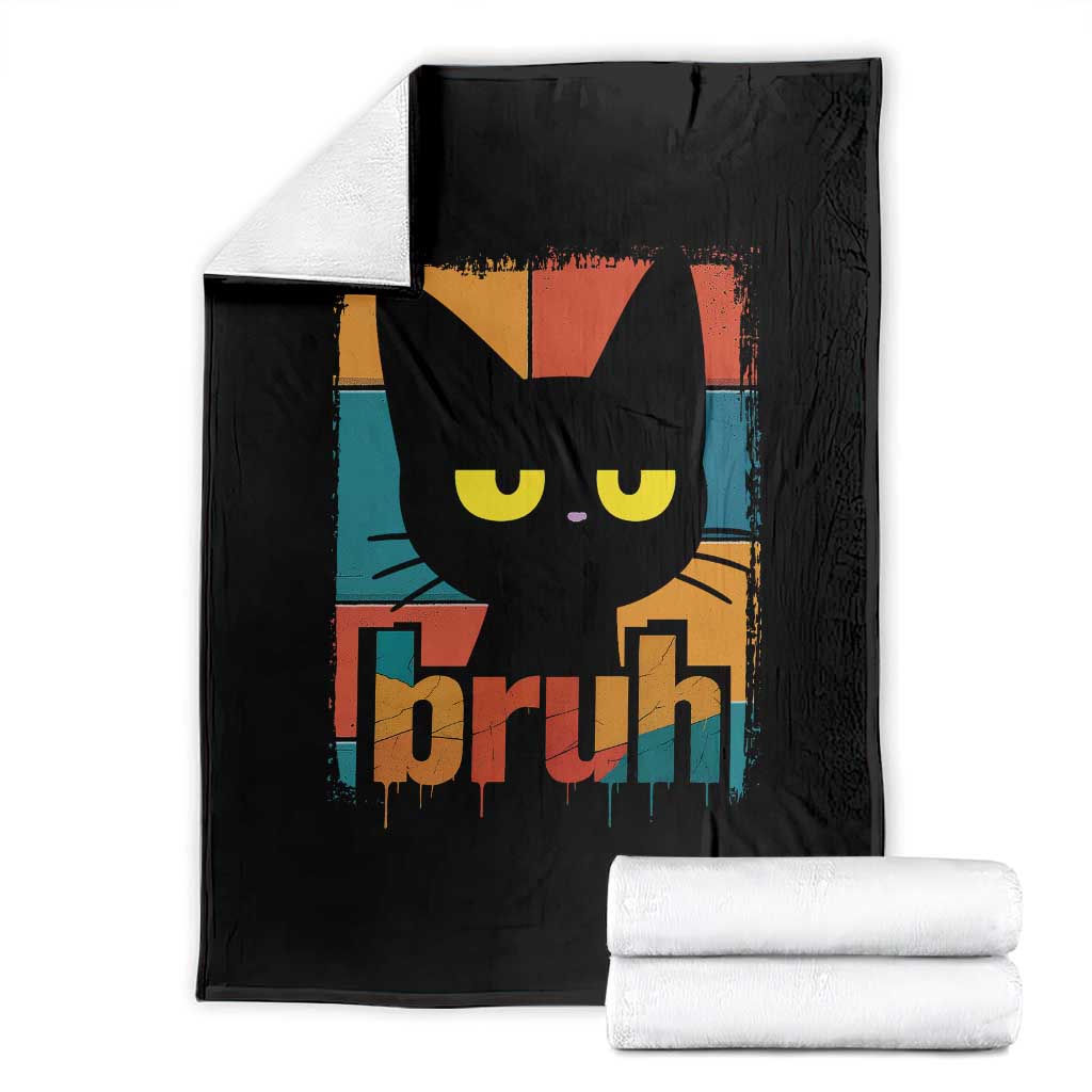Funny Black Cat Bruh Meme Throw Blanket Funny Black Cat TS14 Black Print Your Wear
