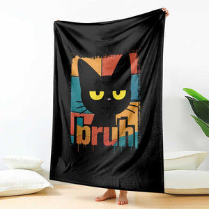 Funny Black Cat Bruh Meme Throw Blanket Funny Black Cat TS14 Print Your Wear