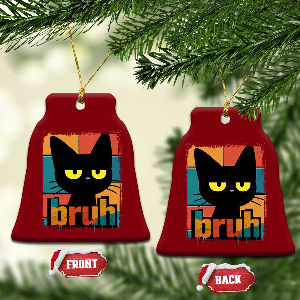 Funny Black Cat Bruh Meme Ceramic Ornament Funny Black Cat TS14 Print Your Wear
