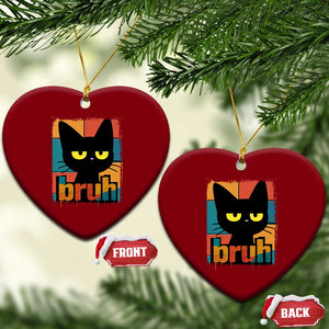 Funny Black Cat Bruh Meme Ceramic Ornament Funny Black Cat TS14 Print Your Wear