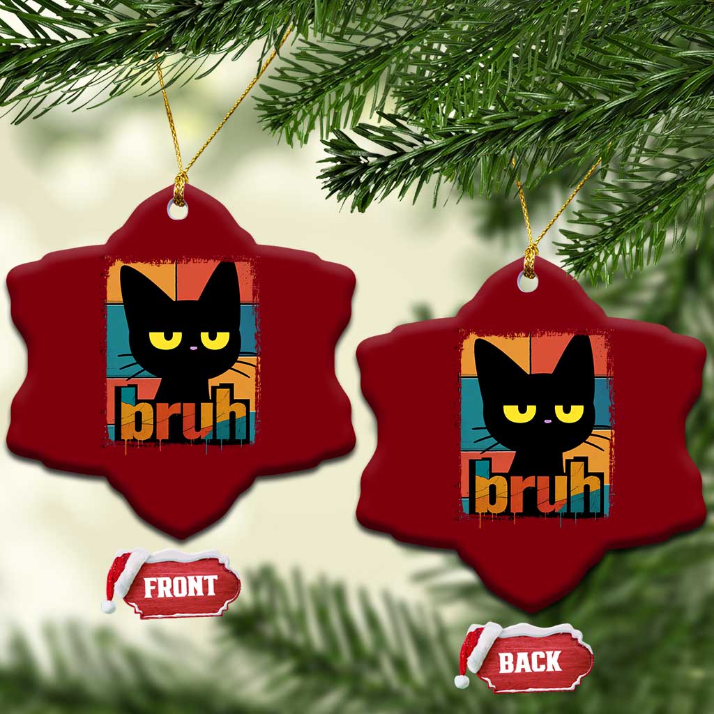 Funny Black Cat Bruh Meme Ceramic Ornament Funny Black Cat TS14 Print Your Wear