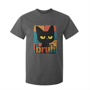 Funny Black Cat Bruh Meme T Shirt For Kid Funny Black Cat TS14 Dark Heather Print Your Wear