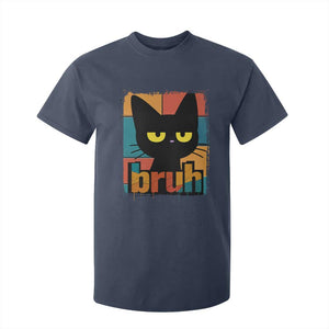 Funny Black Cat Bruh Meme T Shirt For Kid Funny Black Cat TS14 Navy Print Your Wear