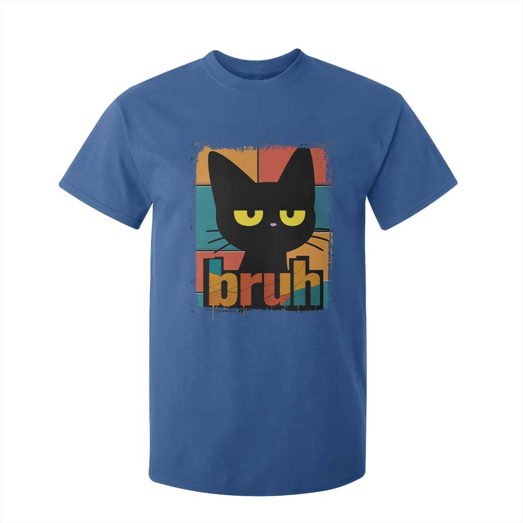 Funny Black Cat Bruh Meme T Shirt For Kid Funny Black Cat TS14 Royal Blue Print Your Wear