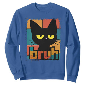 Funny Black Cat Bruh Meme Sweatshirt Funny Black Cat TS14 Royal Blue Print Your Wear