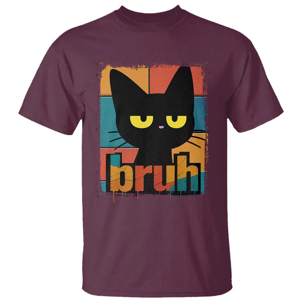 Funny Black Cat Bruh Meme T Shirt Funny Black Cat TS14 Maroon Print Your Wear