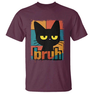 Funny Black Cat Bruh Meme T Shirt Funny Black Cat TS14 Maroon Print Your Wear