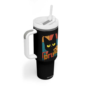Funny Black Cat Bruh Meme Tumbler With Handle Funny Black Cat TS14 Print Your Wear