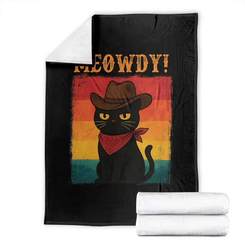 Meowdy Cowboy Cat Throw Blanket Cute Black Kitten Country Western TS14 Black Print Your Wear