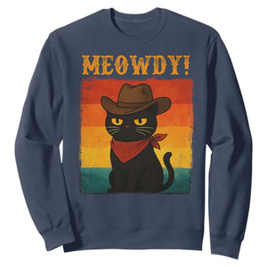 Meowdy Cowboy Cat Sweatshirt Cute Black Kitten Country Western TS14 Navy Print Your Wear