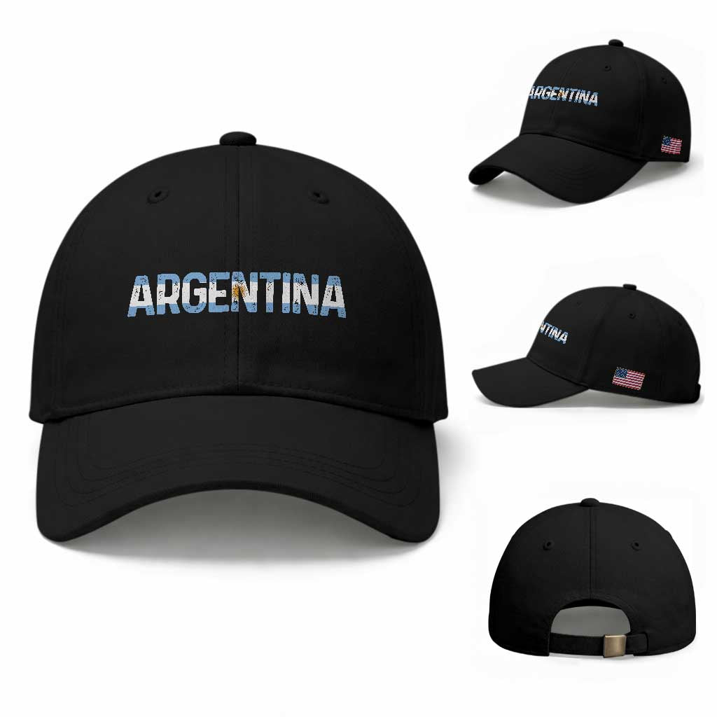 Vintage Argentina Flag Retro Argentinian Baseball Cap TS14 Baseball Cap Universal Fit Black Print Your Wear