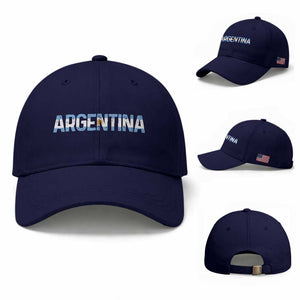 Vintage Argentina Flag Retro Argentinian Baseball Cap TS14 Baseball Cap Universal Fit Dark Blue Print Your Wear