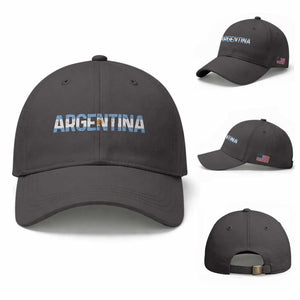 Vintage Argentina Flag Retro Argentinian Baseball Cap TS14 Baseball Cap Universal Fit Dark Gray Print Your Wear
