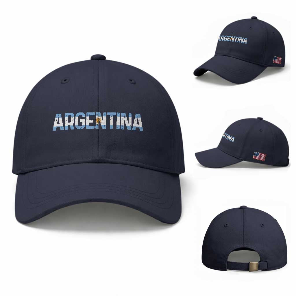 Vintage Argentina Flag Retro Argentinian Baseball Cap TS14 Baseball Cap Universal Fit Navy Print Your Wear