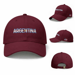 Vintage Argentina Flag Retro Argentinian Baseball Cap TS14 Baseball Cap Universal Fit Maroon Print Your Wear