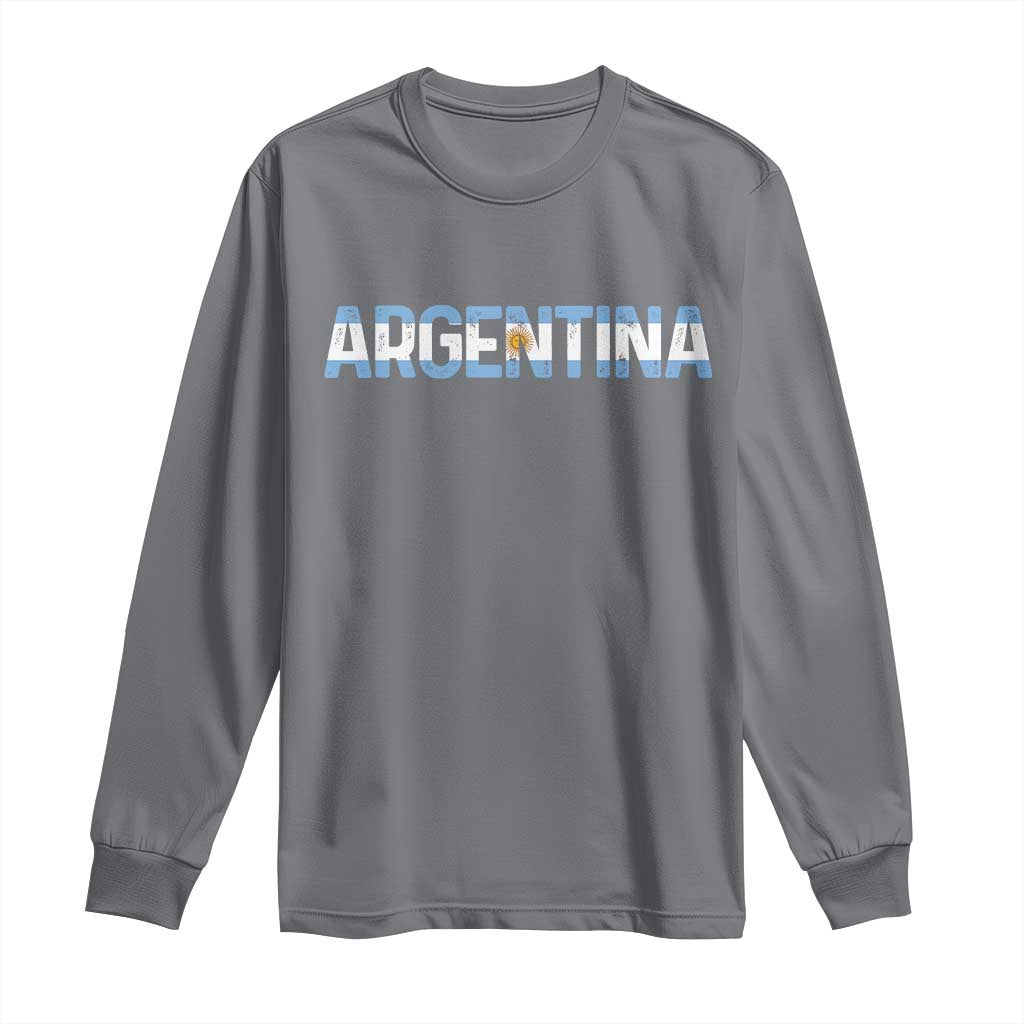 Vintage Argentina Flag Retro Argentinian Long Sleeve Shirt TS14 Charcoal Print Your Wear