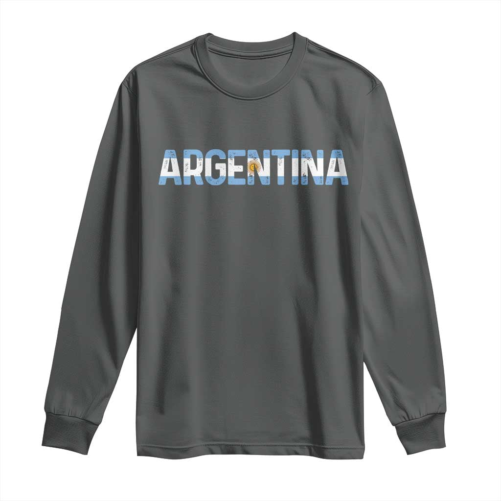 Vintage Argentina Flag Retro Argentinian Long Sleeve Shirt TS14 Dark Heather Print Your Wear