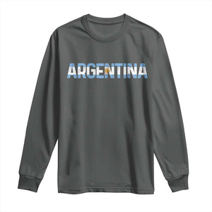 Vintage Argentina Flag Retro Argentinian Long Sleeve Shirt TS14 Dark Heather Print Your Wear