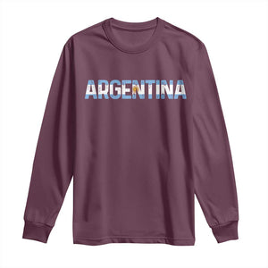 Vintage Argentina Flag Retro Argentinian Long Sleeve Shirt TS14 Maroon Print Your Wear