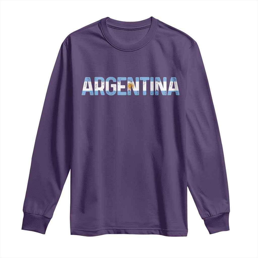 Vintage Argentina Flag Retro Argentinian Long Sleeve Shirt TS14 Purple Print Your Wear