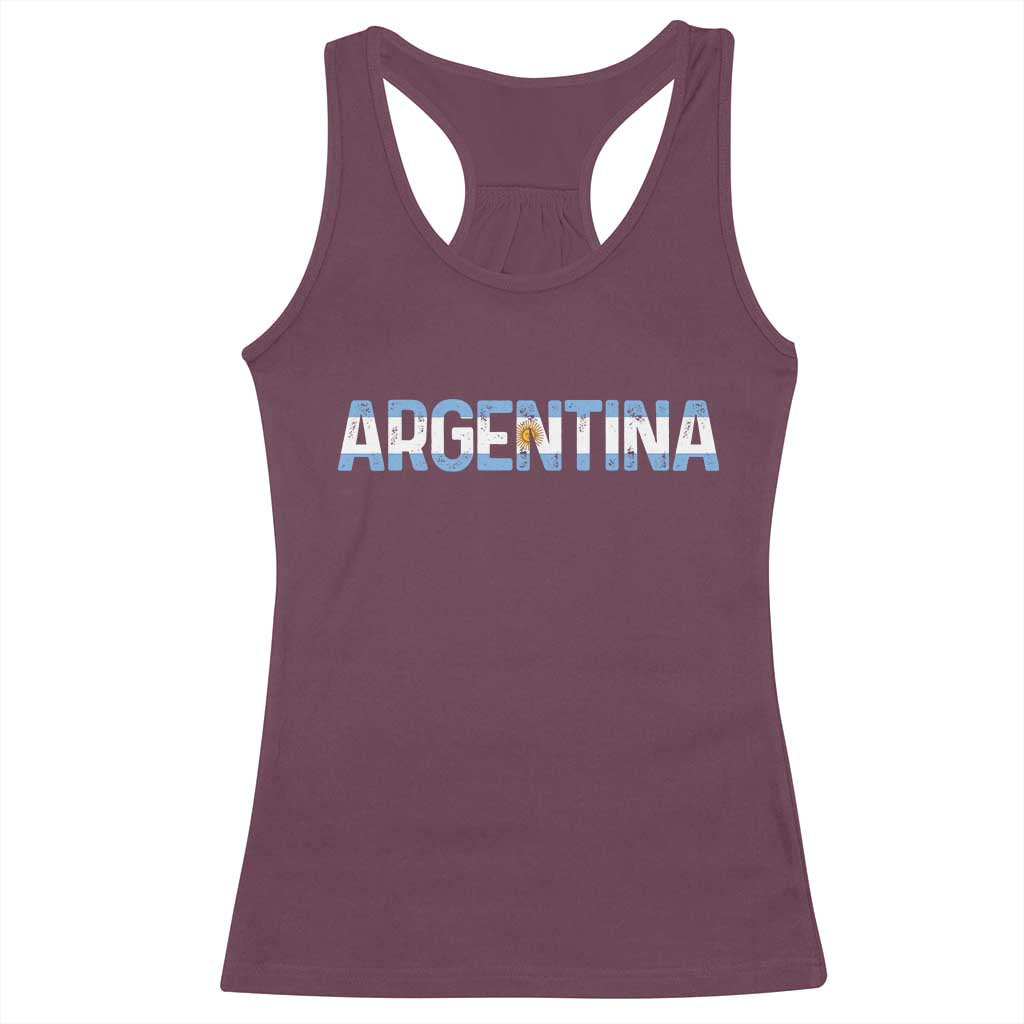 Vintage Argentina Flag Retro Argentinian Racerback Tank Top TS14 Maroon Print Your Wear