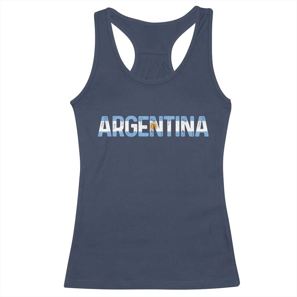 Vintage Argentina Flag Retro Argentinian Racerback Tank Top TS14 Navy Print Your Wear