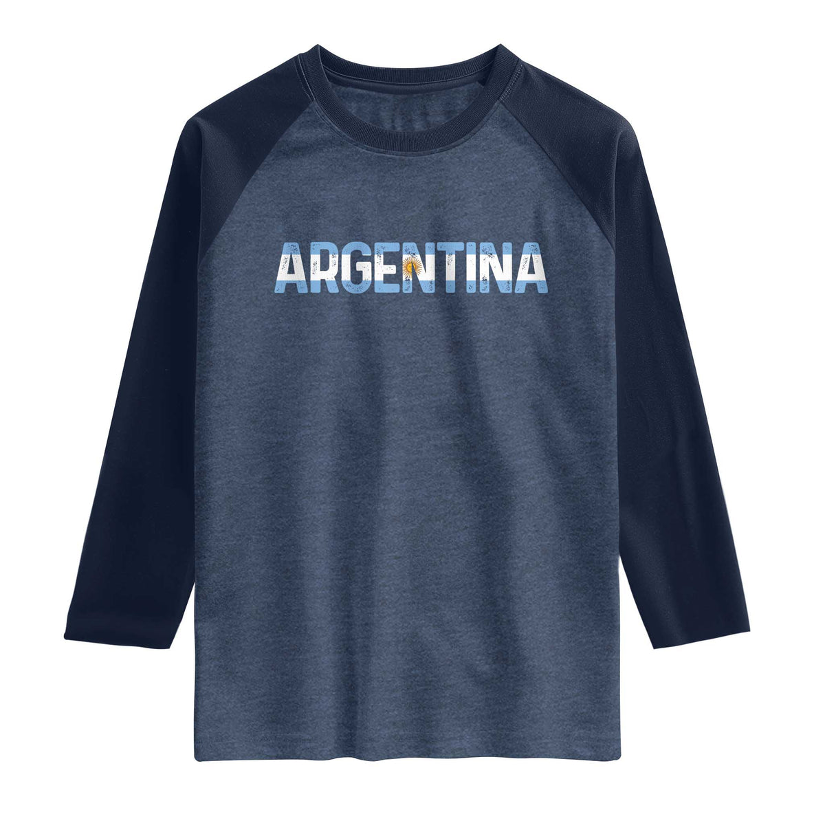 Vintage Argentina Flag Retro Argentinian Raglan Shirt TS14 Heather Denim Navy Print Your Wear