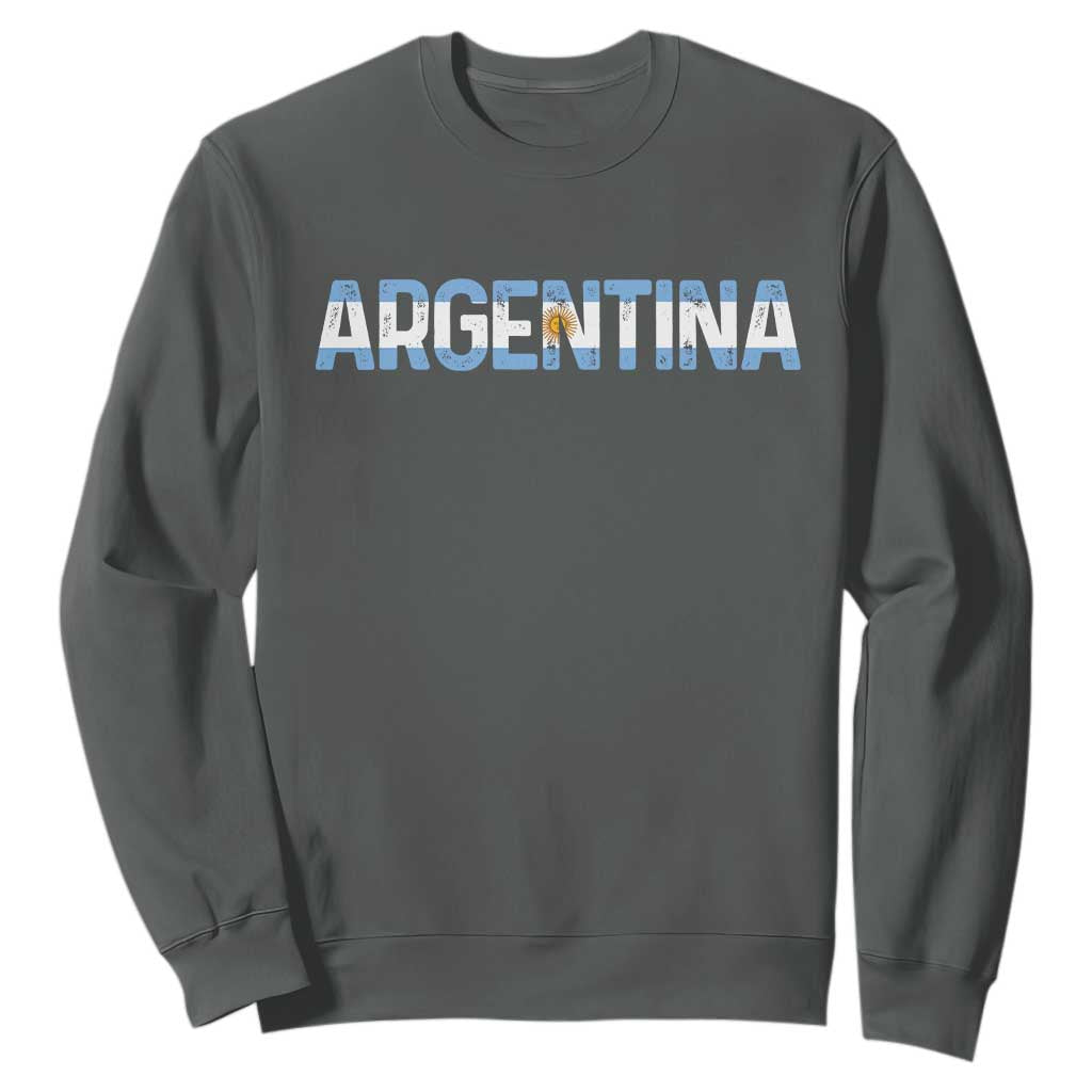 Vintage Argentina Flag Retro Argentinian Sweatshirt TS14 Dark Heather Print Your Wear