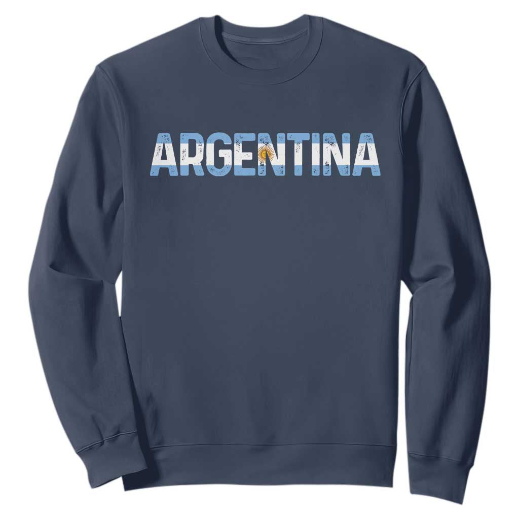 Vintage Argentina Flag Retro Argentinian Sweatshirt TS14 Navy Print Your Wear