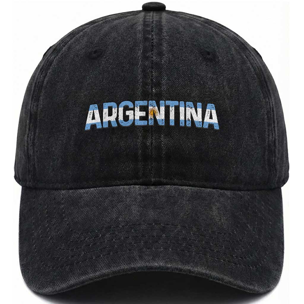 Vintage Argentina Flag Retro Argentinian Washed Cotton Baseball Cap TS14 Print Your Wear