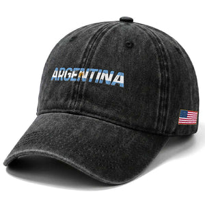 Vintage Argentina Flag Retro Argentinian Washed Cotton Baseball Cap TS14 Print Your Wear