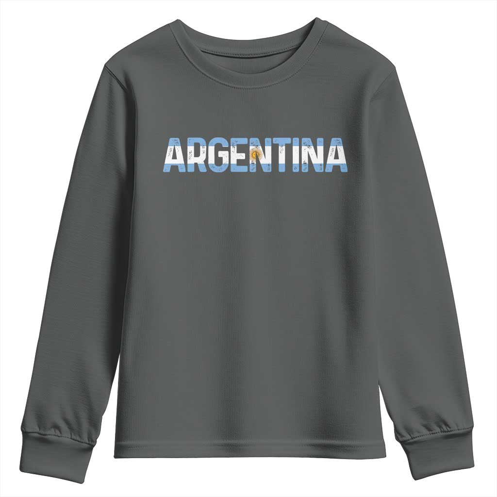 Vintage Argentina Flag Retro Argentinian Youth Sweatshirt TS14 Dark Heather Print Your Wear