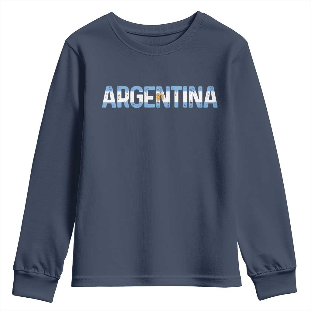 Vintage Argentina Flag Retro Argentinian Youth Sweatshirt TS14 Navy Print Your Wear