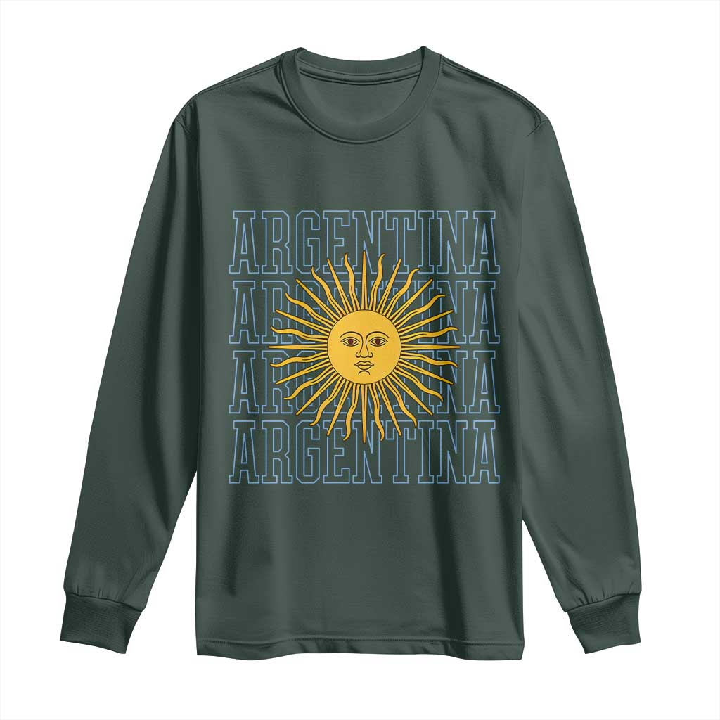 Sol de Mayo Argentina Flag Argentinian Sun Long Sleeve Shirt TS14 Dark Forest Green Print Your Wear