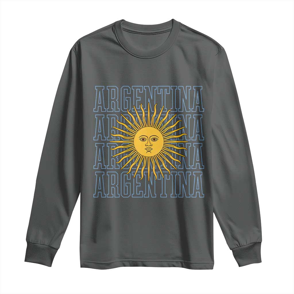 Sol de Mayo Argentina Flag Argentinian Sun Long Sleeve Shirt TS14 Dark Heather Print Your Wear